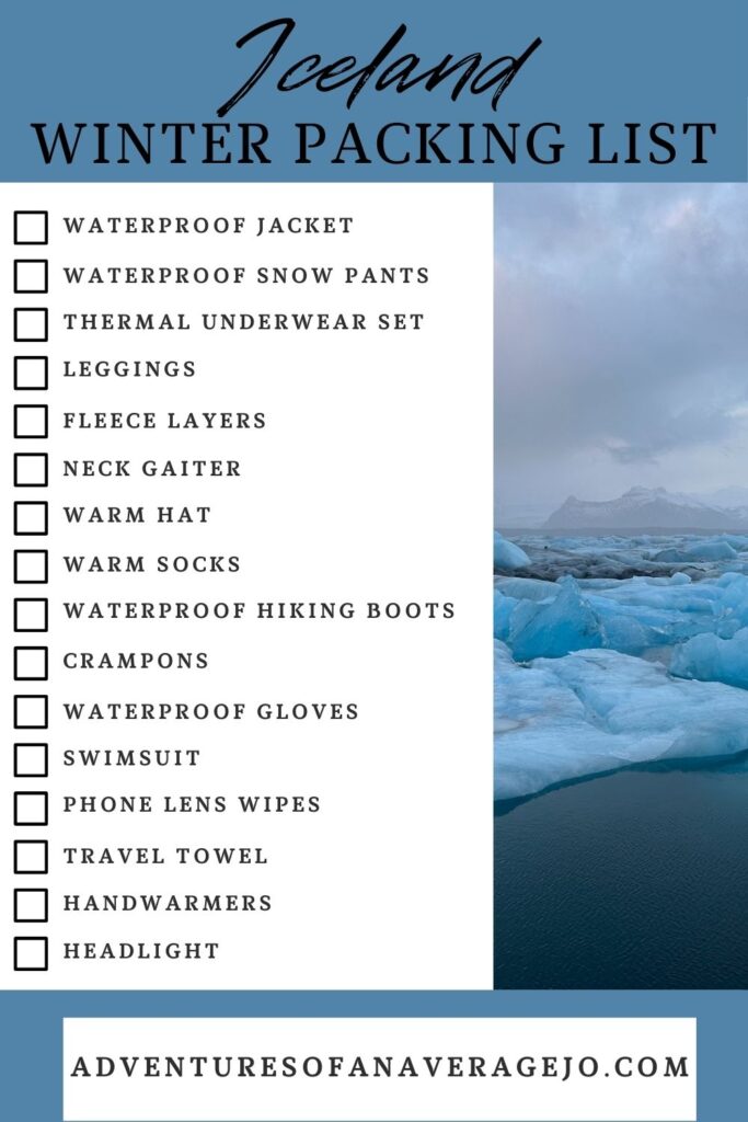 Iceland Winter Packing list